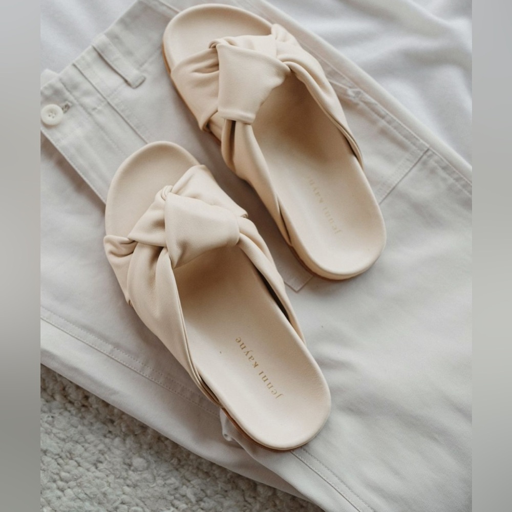 Neutral Knot-Top Slide Sandals - Women